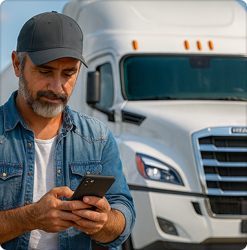 driver browsing jobs in his phone