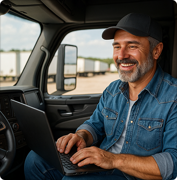 driver smiling happily