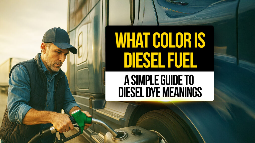 Truck driver pumping diesel fuel into a container at a fueling station — illustrating a guide to diesel fuel colors and diesel dye meanings for truckers.